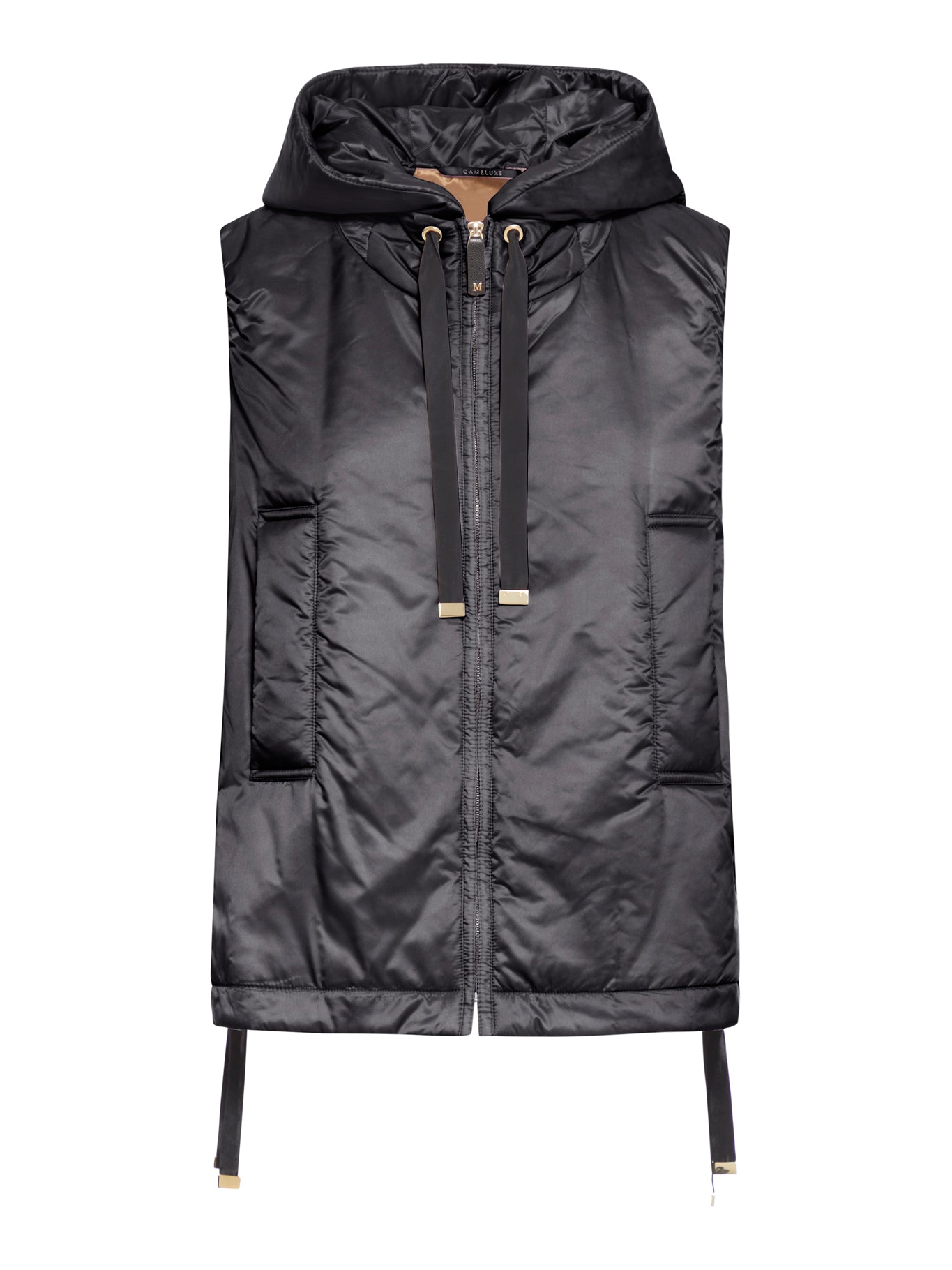 PADDED VEST WITH HOOD IN ANTI-DROP CANVAS