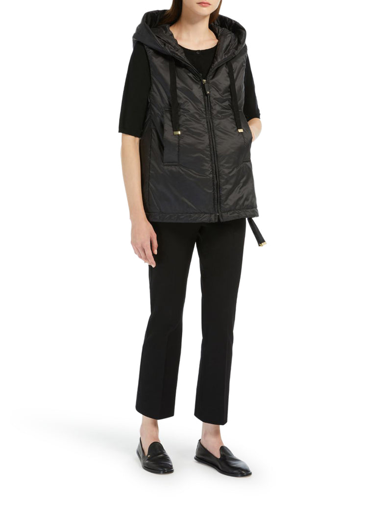 PADDED VEST WITH HOOD IN ANTI-DROP CANVAS