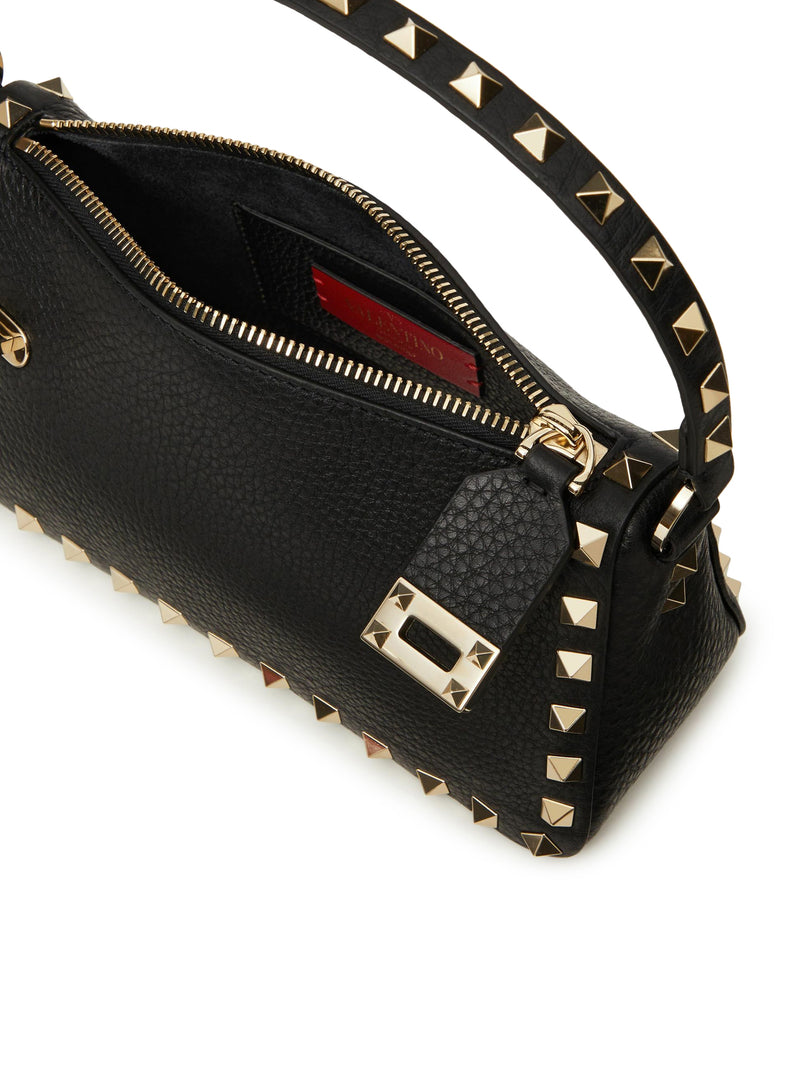 SMALL ROCKSTUD SHOULDER BAG IN GARNET CALFSKIN