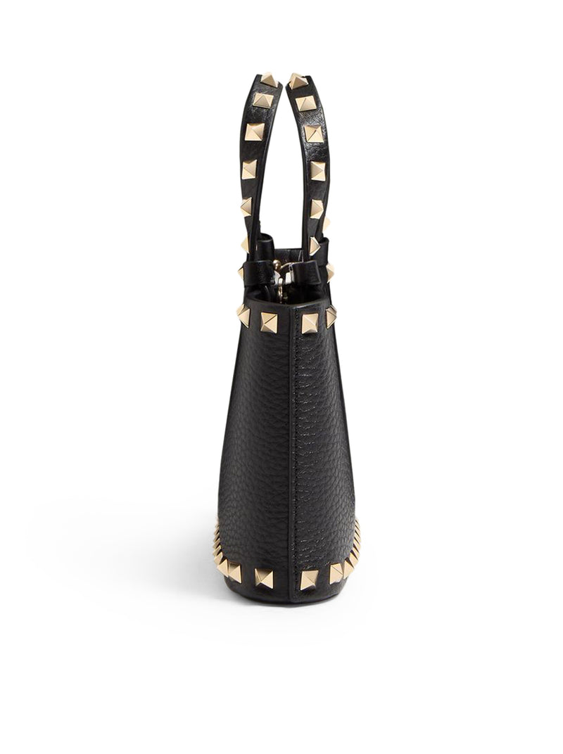 MINI ROCKSTUD SHOPPING BAG IN GRANATE CALFSKIN