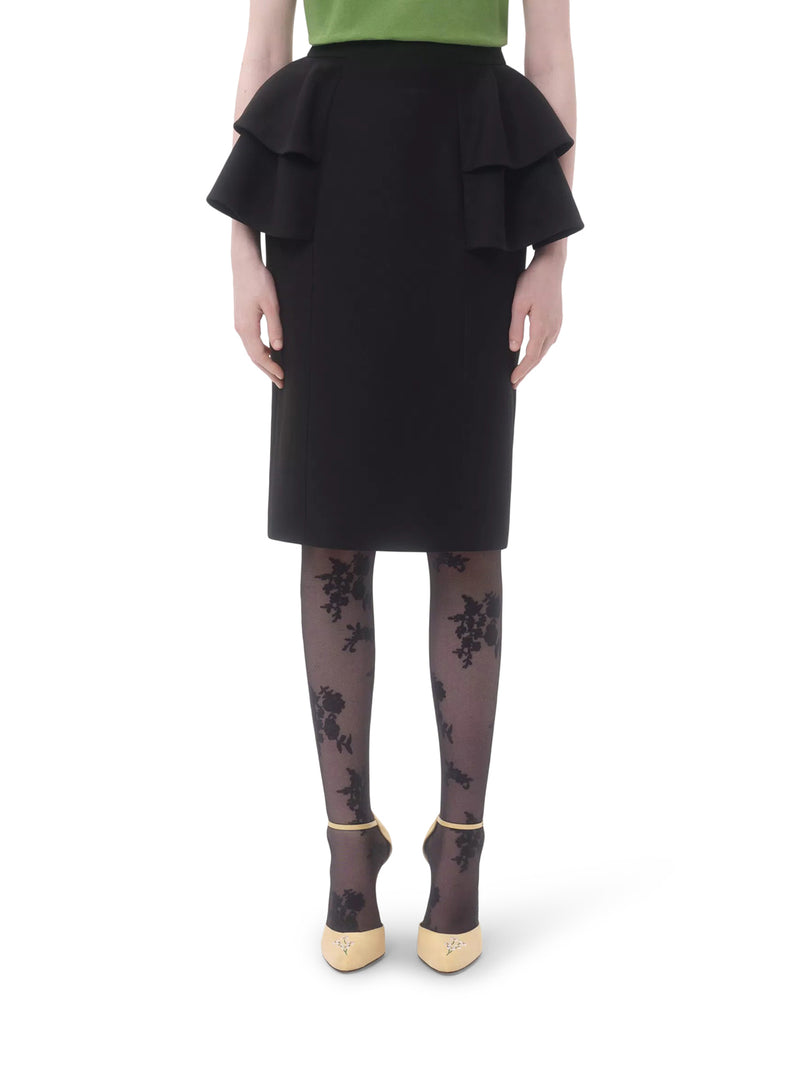 WOOL AND SILK CREPE MIDI SKIRT