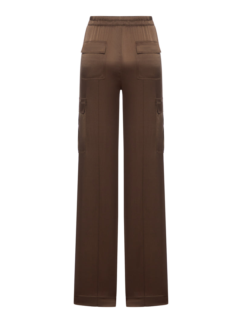 SILK SATIN CARGO PANTS