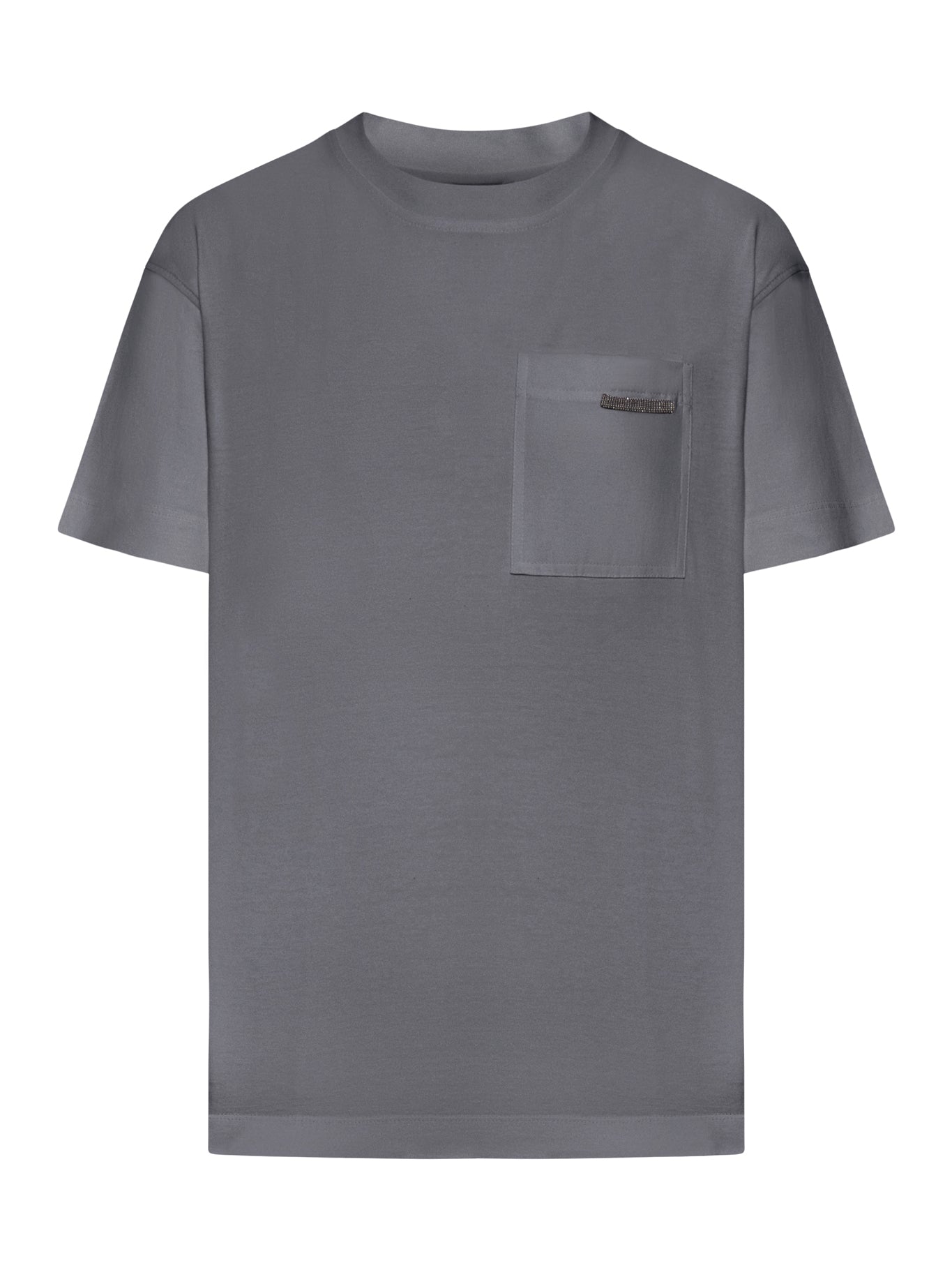 COTTON T-SHIRT WITH POCKET AND JEWELRY APPLICATION