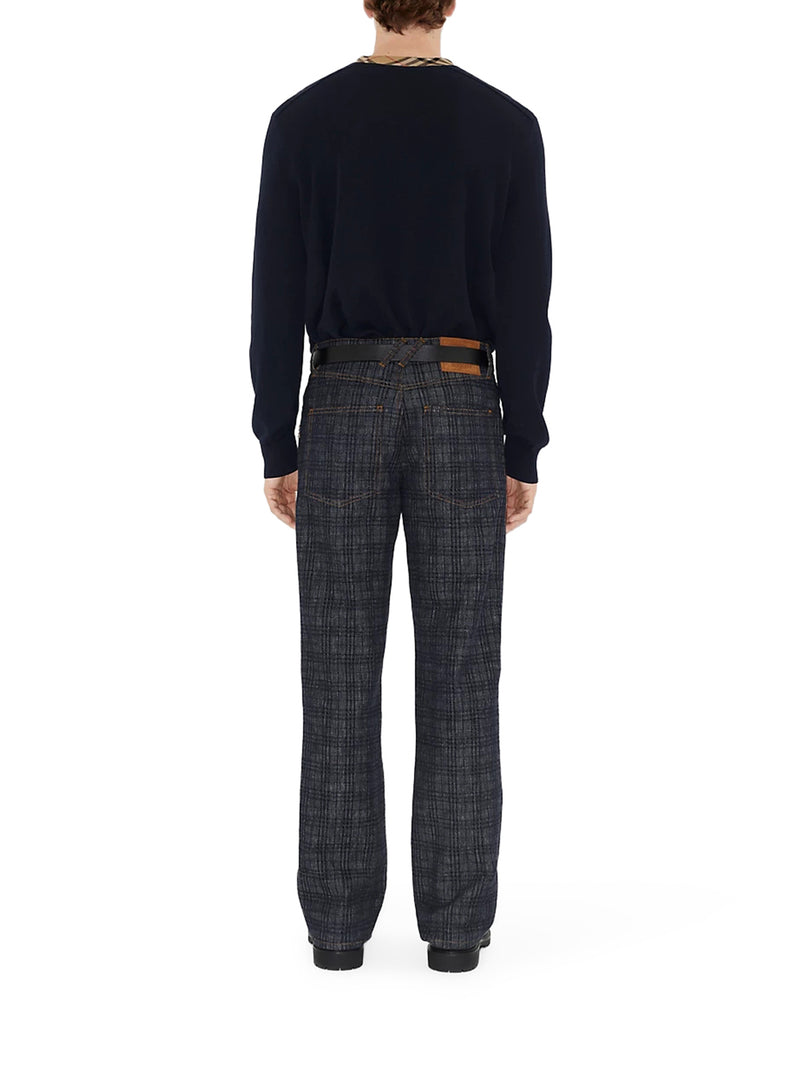 WOOL PULLOVER WITH CHECK FINISHES