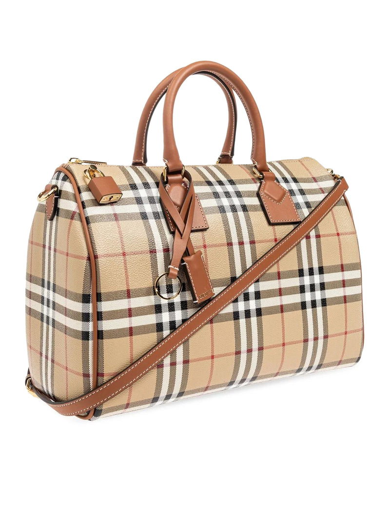 CHECKED ZIPPED BOWLING TOTE BAG