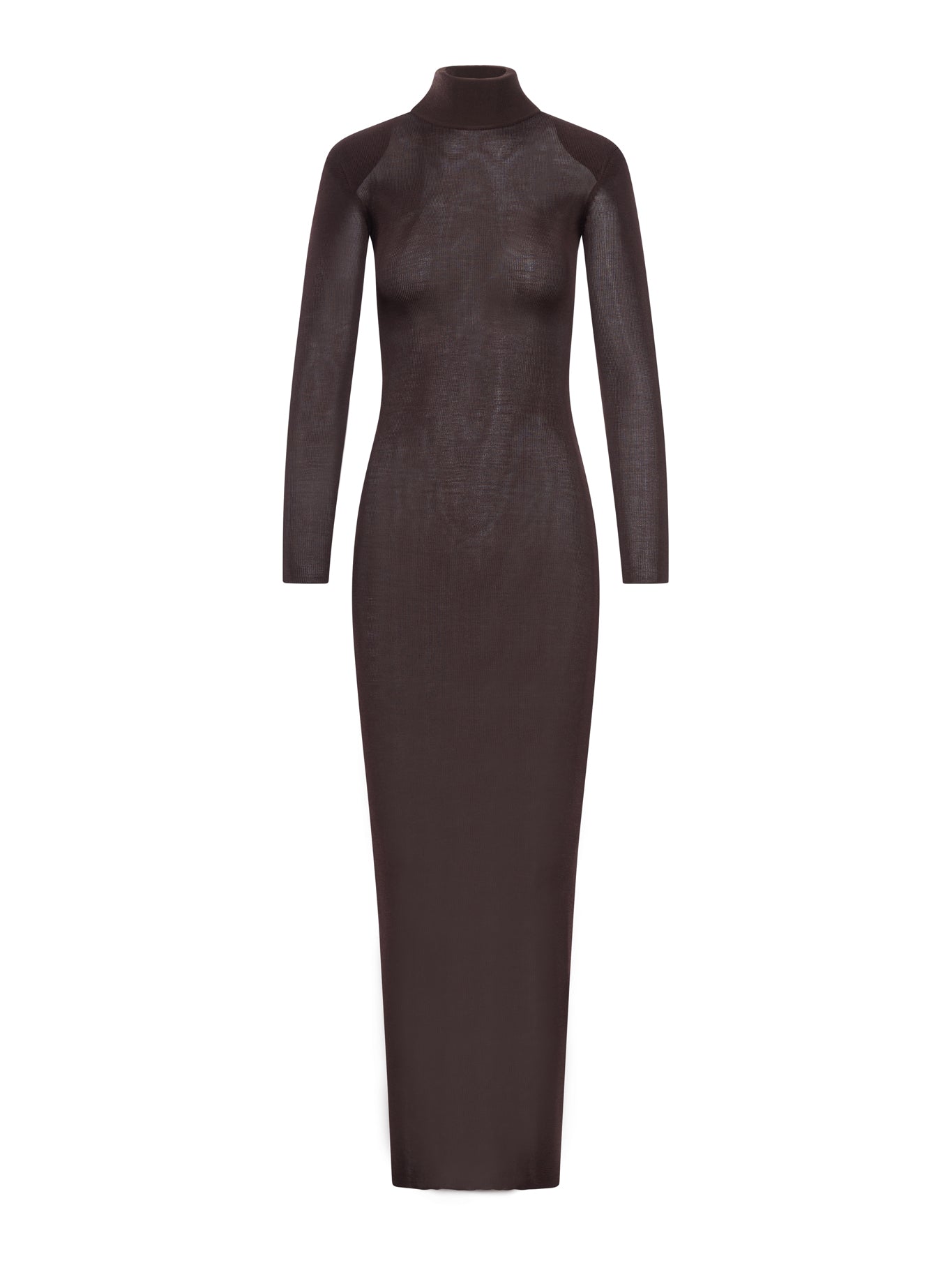 BROWN VISCOSE KNIT MAXI DRESS