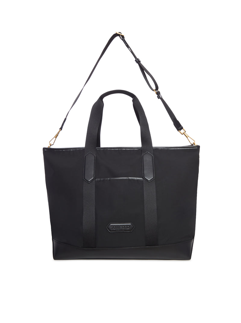 NYLON AND LEATHER TOTE BAG