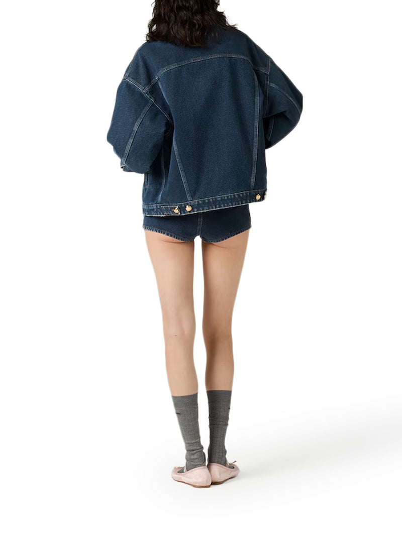 FLOCKED DENIM AND VELVET BLOUSON