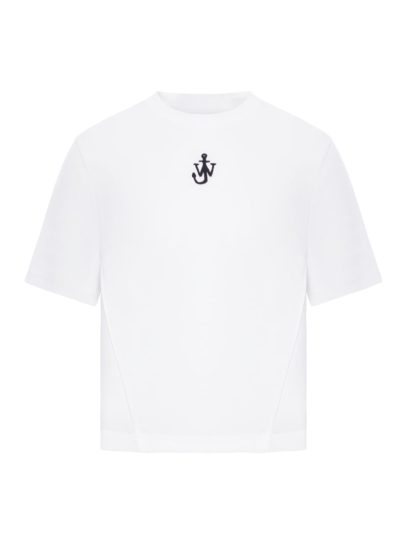 PANELLED CROPPED T-SHIRT WITH ANCHOR EMBROIDERY