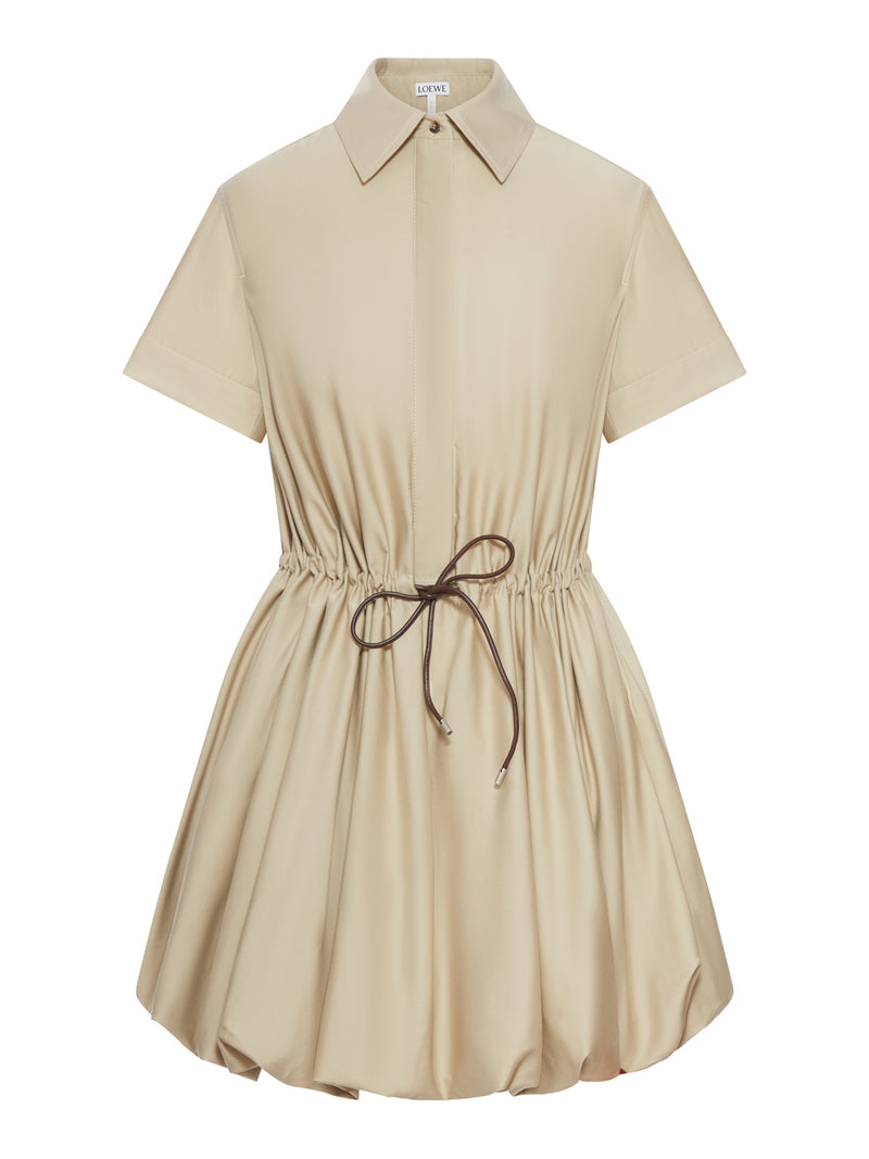 COTTON AND SILK BALLOON SKIRT DRESS