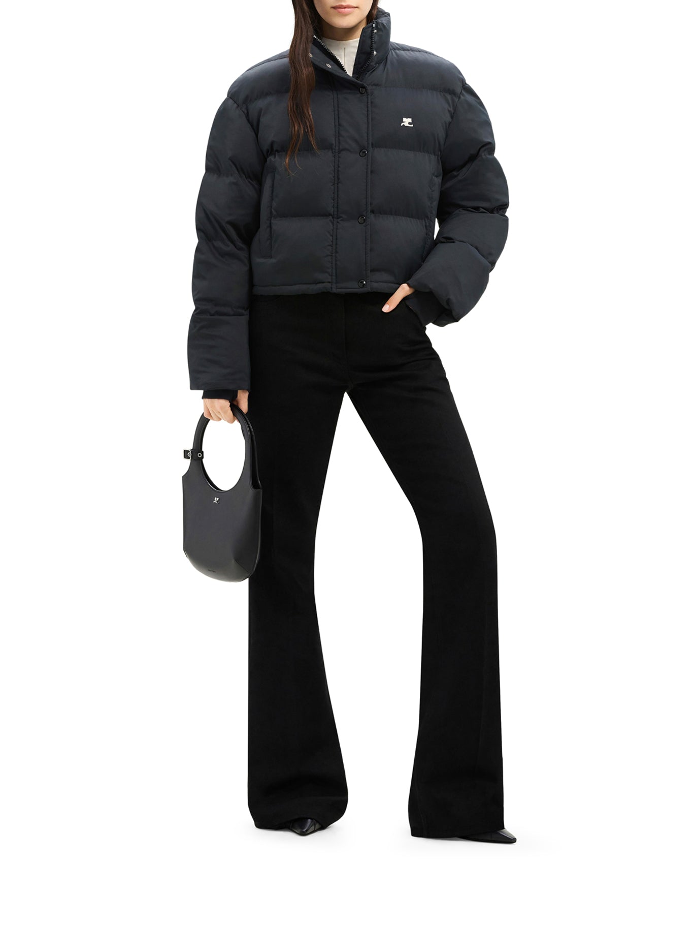 PADDED NYLON BOMBER JACKET WITH EMBROIDERED AC LOGO