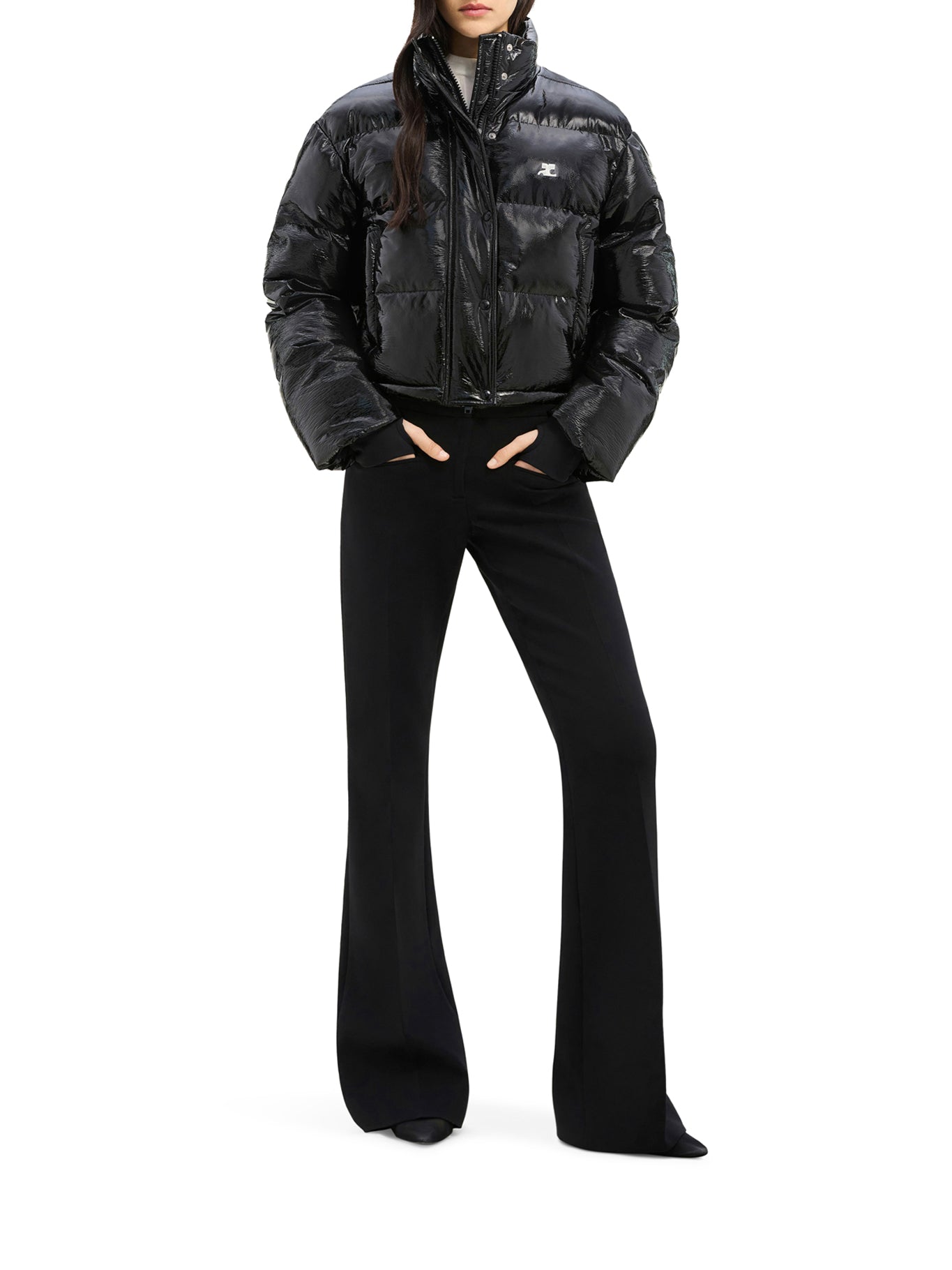 VINYL BOMBER JACKET WITH CONTRASTING EMBROIDERED AC LOGO