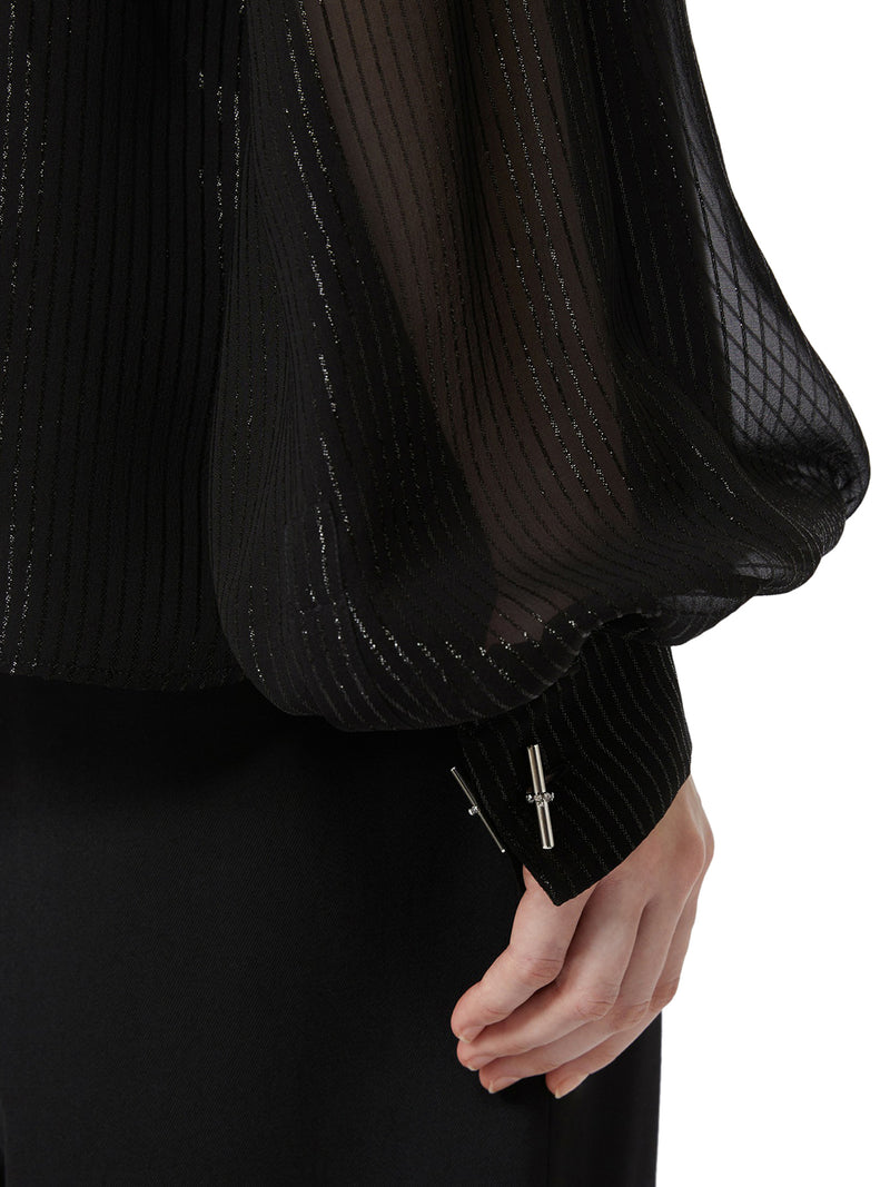 STRIPED SILK CHIFFON BLOUSE