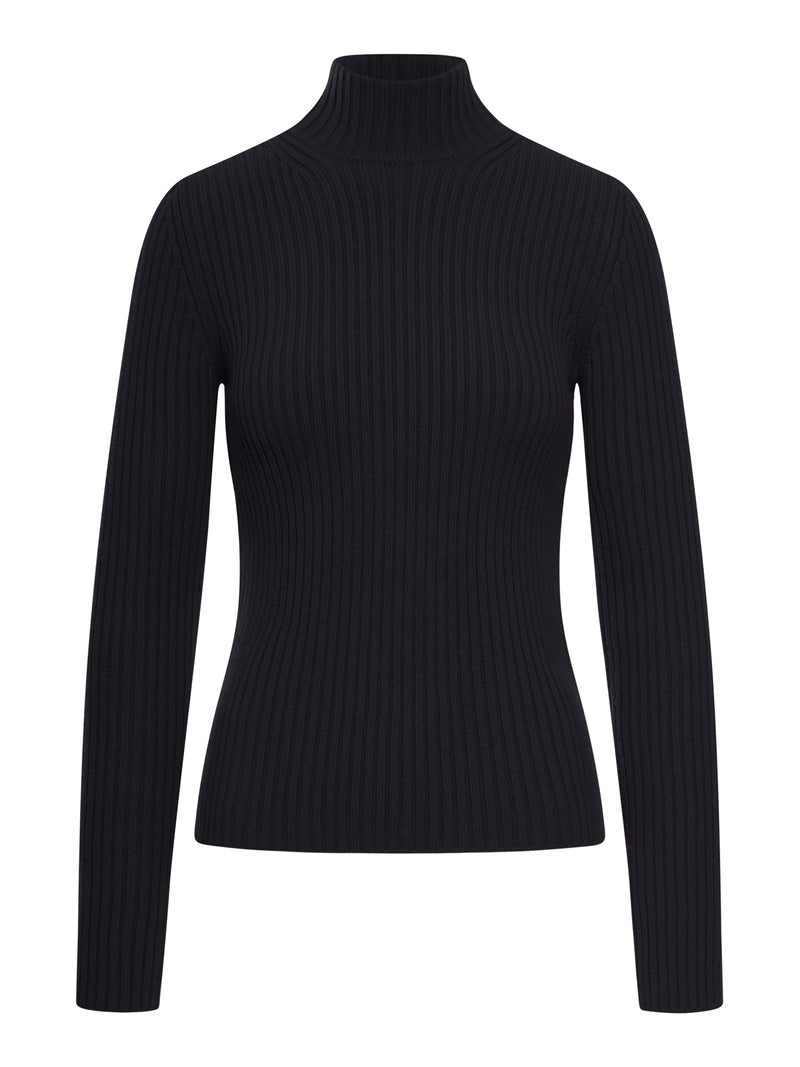 RIBBED WOOL AND CASHMERE TURTLENECK
