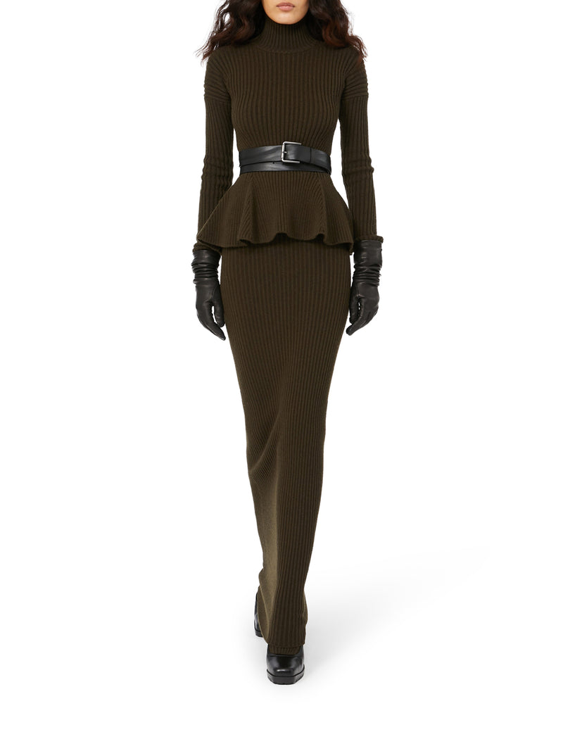 WOOL AND CASHMERE PEPLUS TURTLENECK