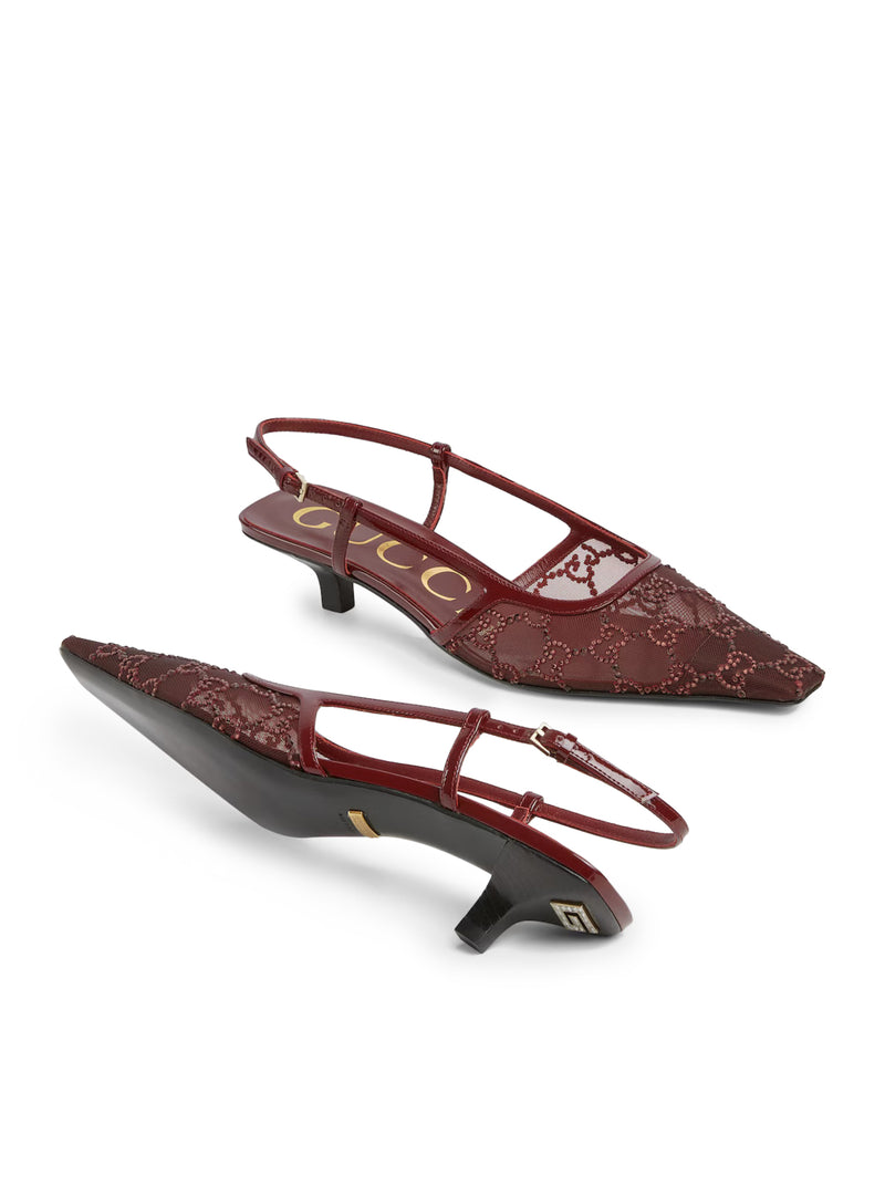 SLINGBACK PUMPS WITH GG CRYSTALS
