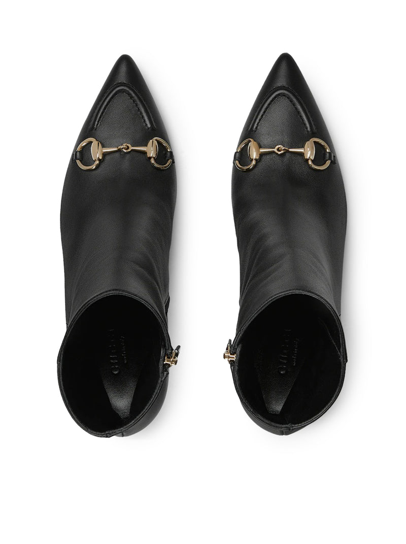 LEATHER ANKLE BOOTS WITH HORSEPIECE