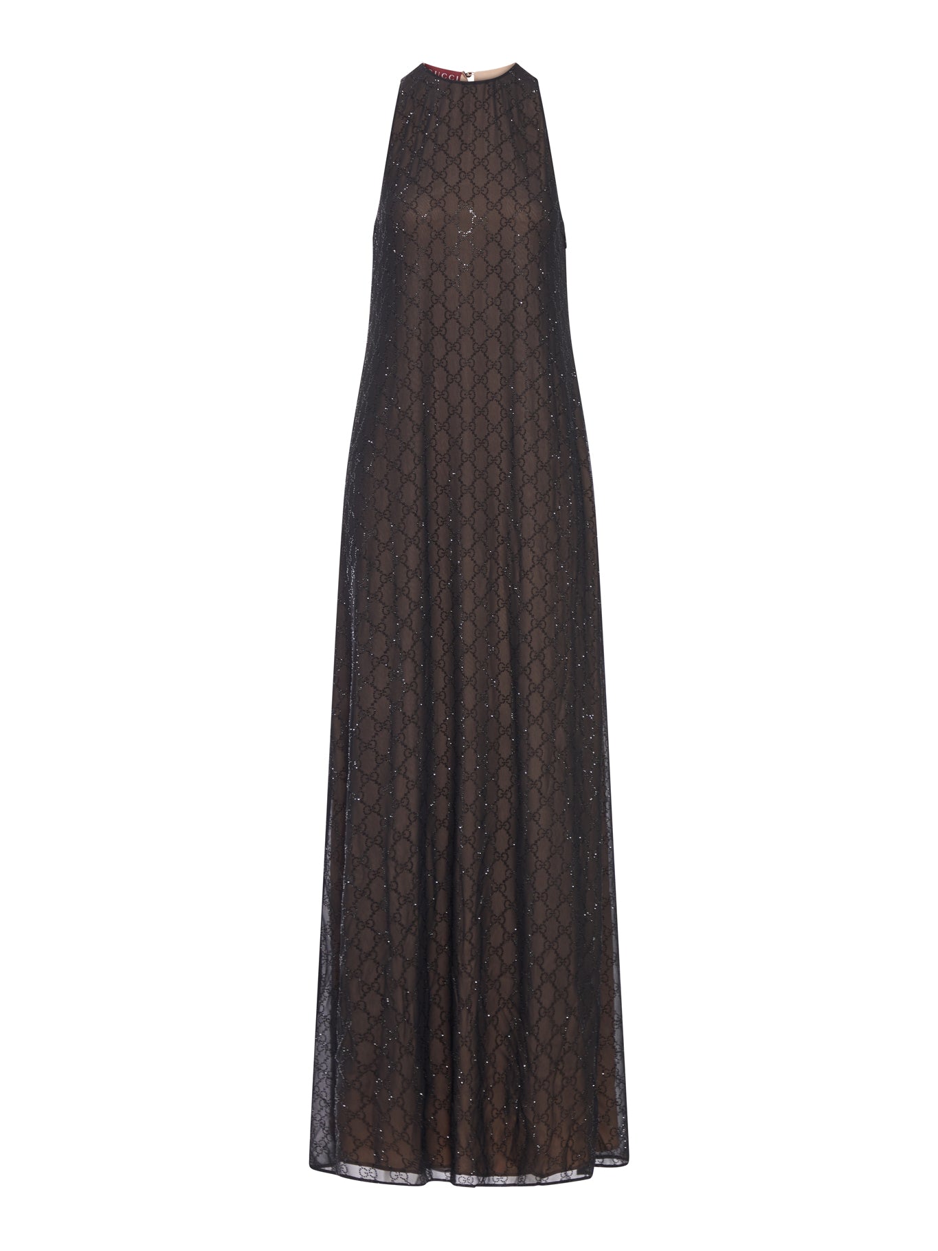 SILK GEORGETTE DRESS WITH "GG" MONOGRAM