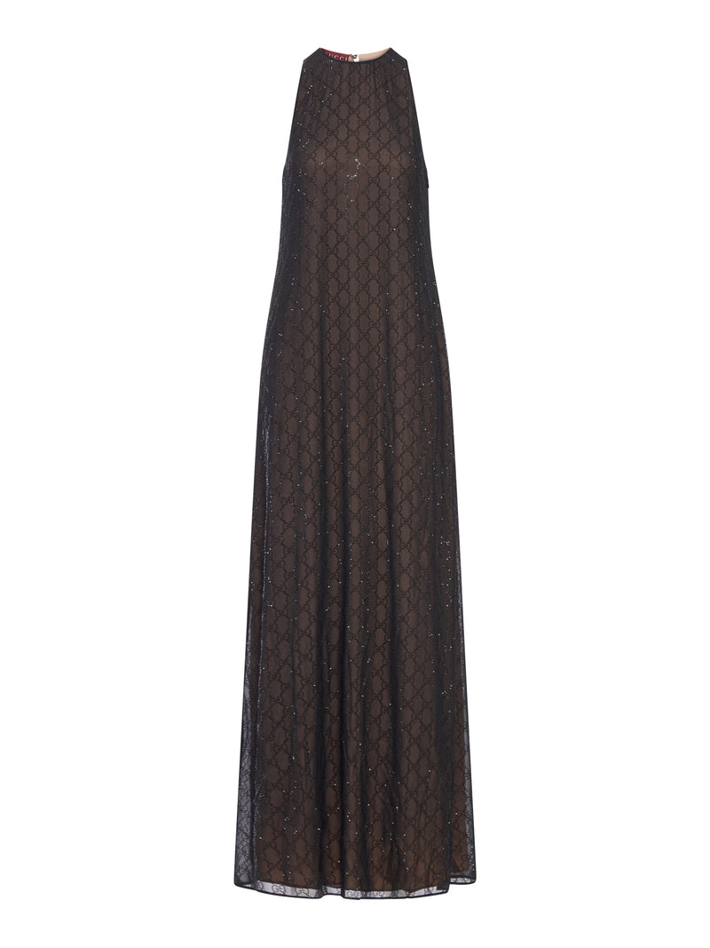 SILK GEORGETTE DRESS WITH "GG" MONOGRAM