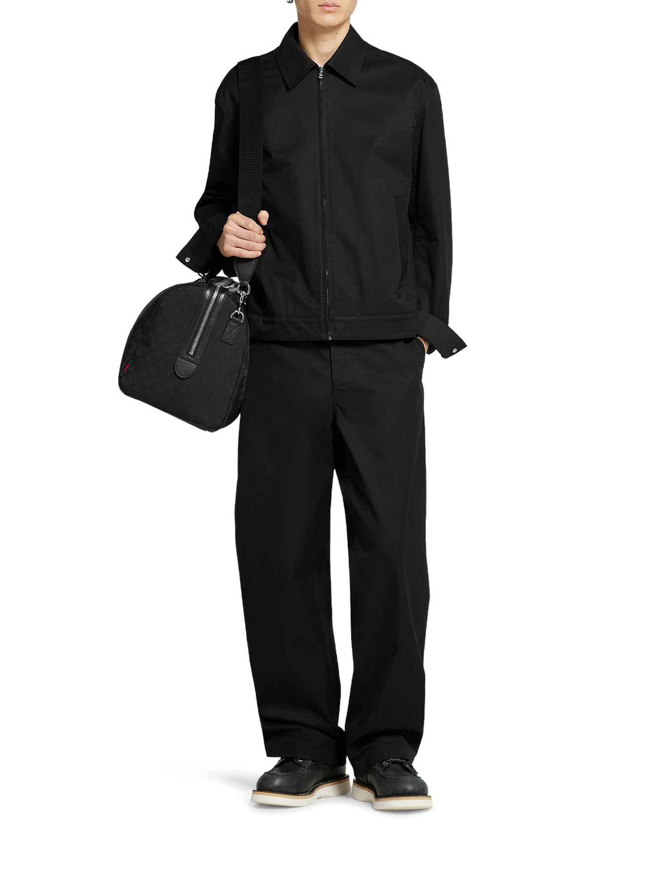 COTTON TWILL TROUSERS WITH WEB DETAIL