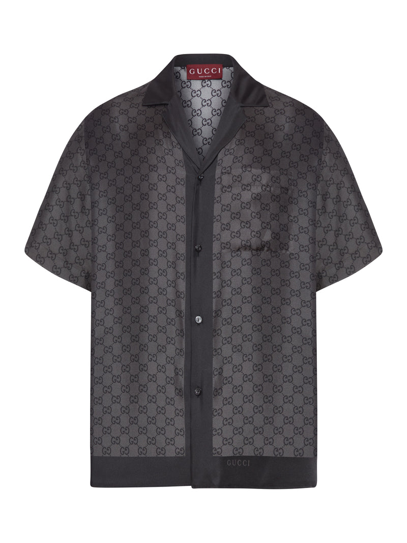 SILK TWILL BOWLING SHIRT WITH PRINT