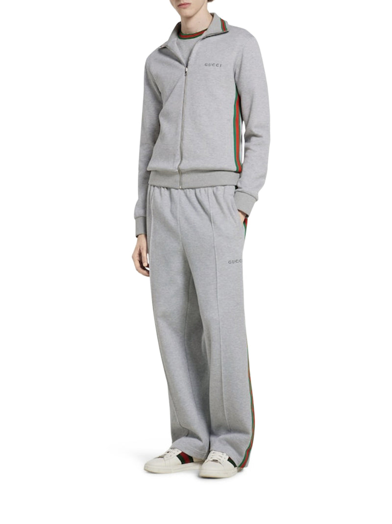 DOUBLE-LAYERED COTTON PIQUET SPORTS TROUSERS