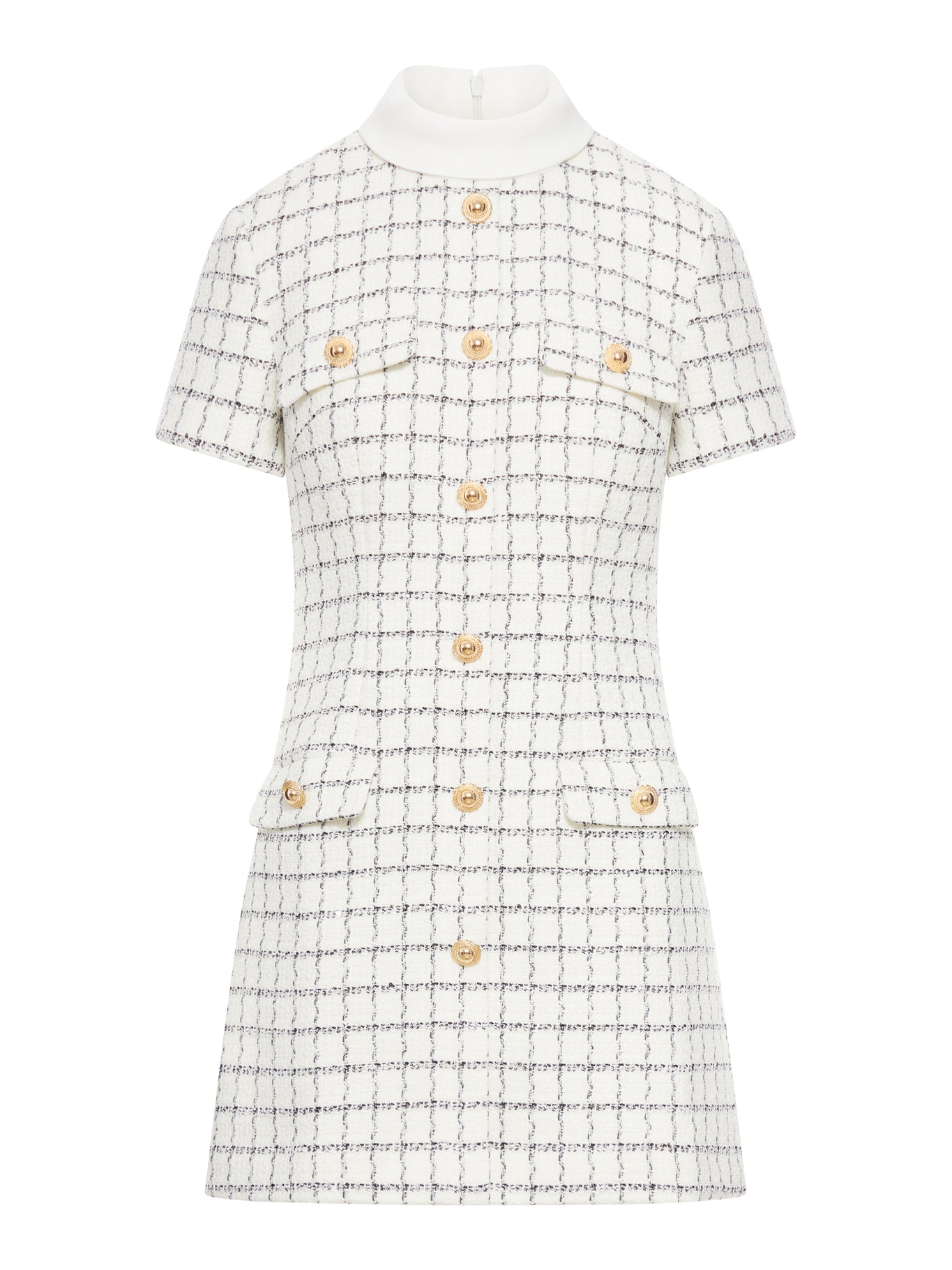 CHECKED BOUCLE MINI DRESS
