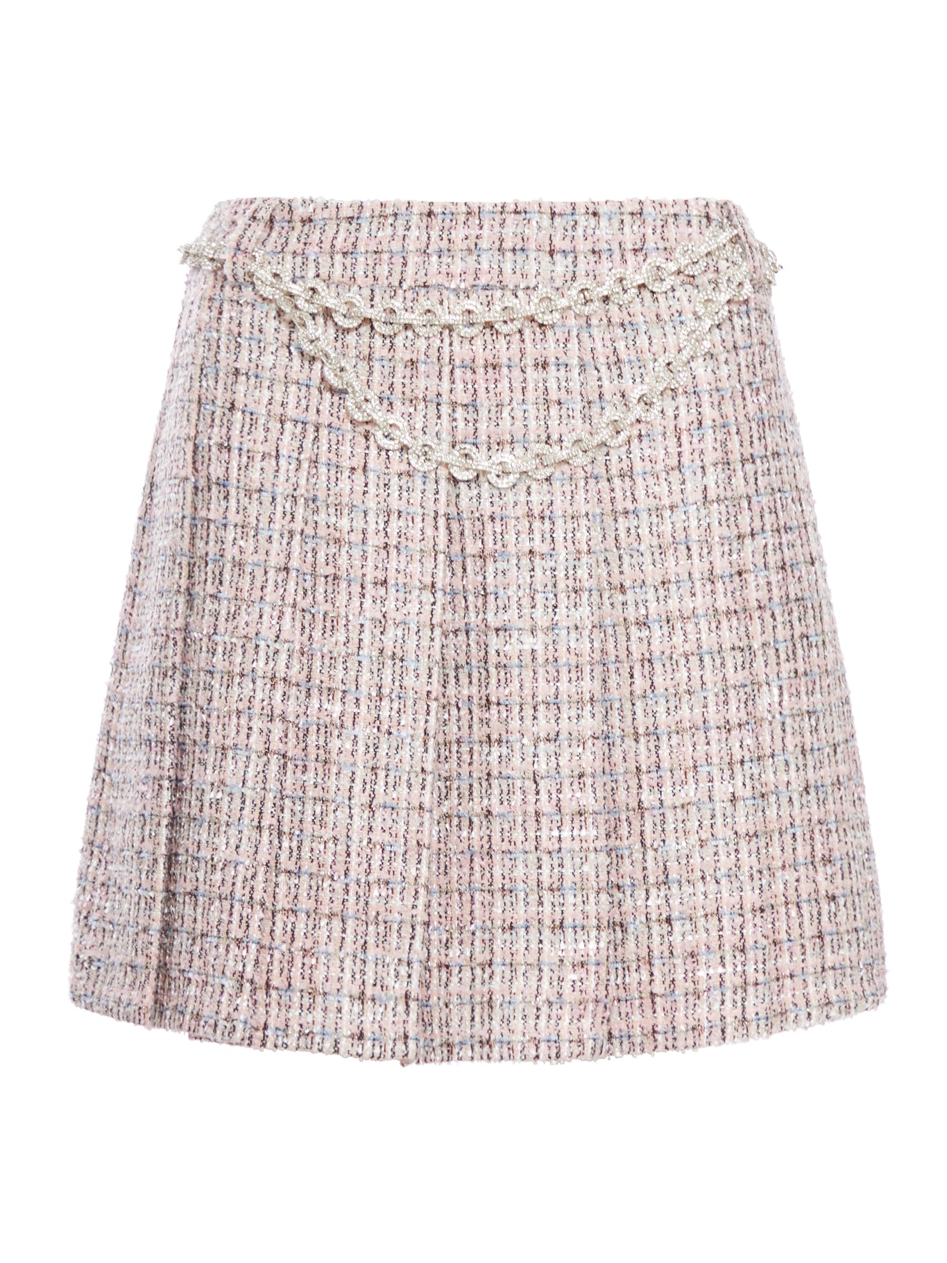 BOUCLE MINI SKIRT WITH CRYSTAL BELT