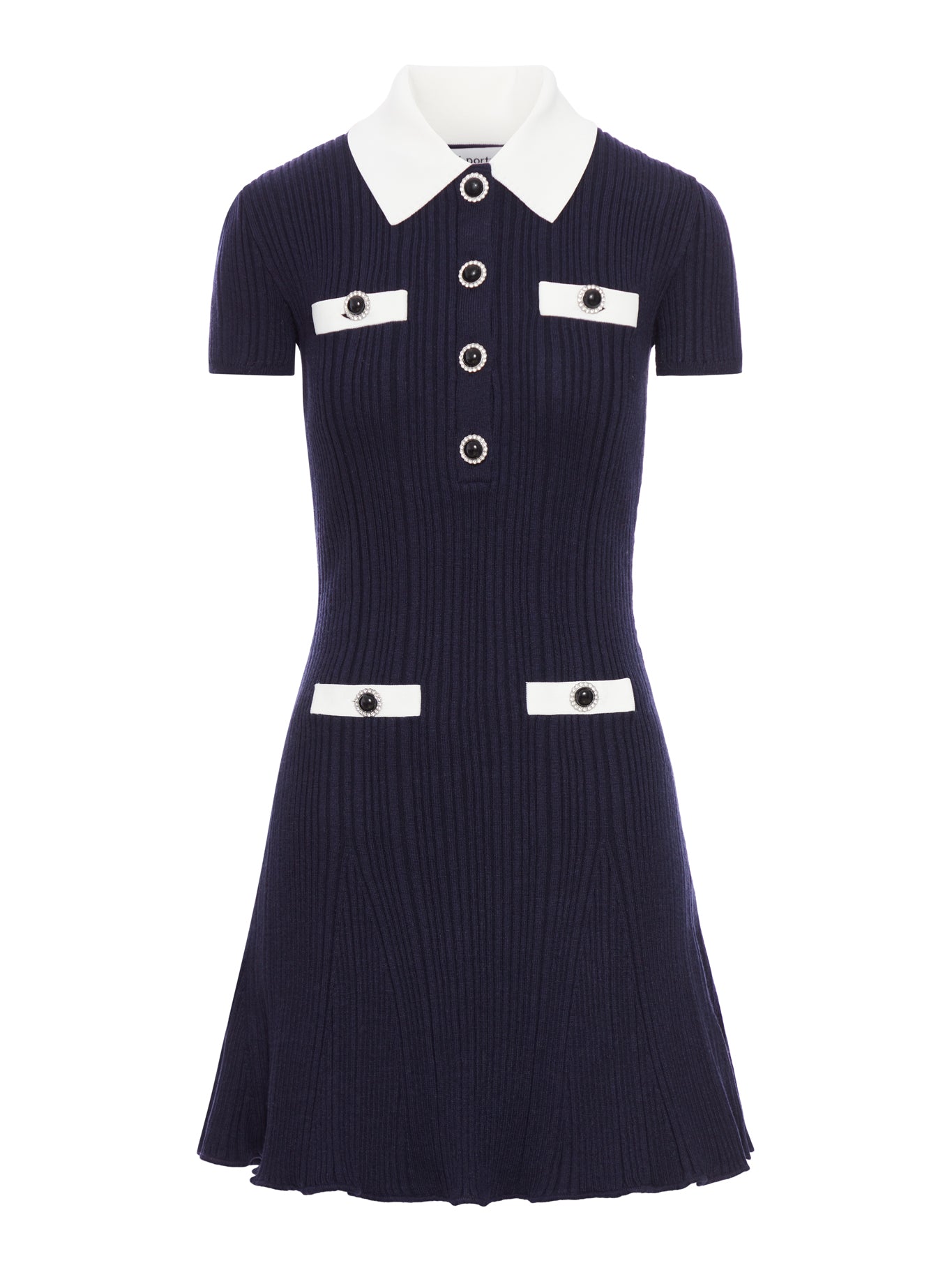MINI KNITTED DRESS WITH CONTRASTING COLLAR