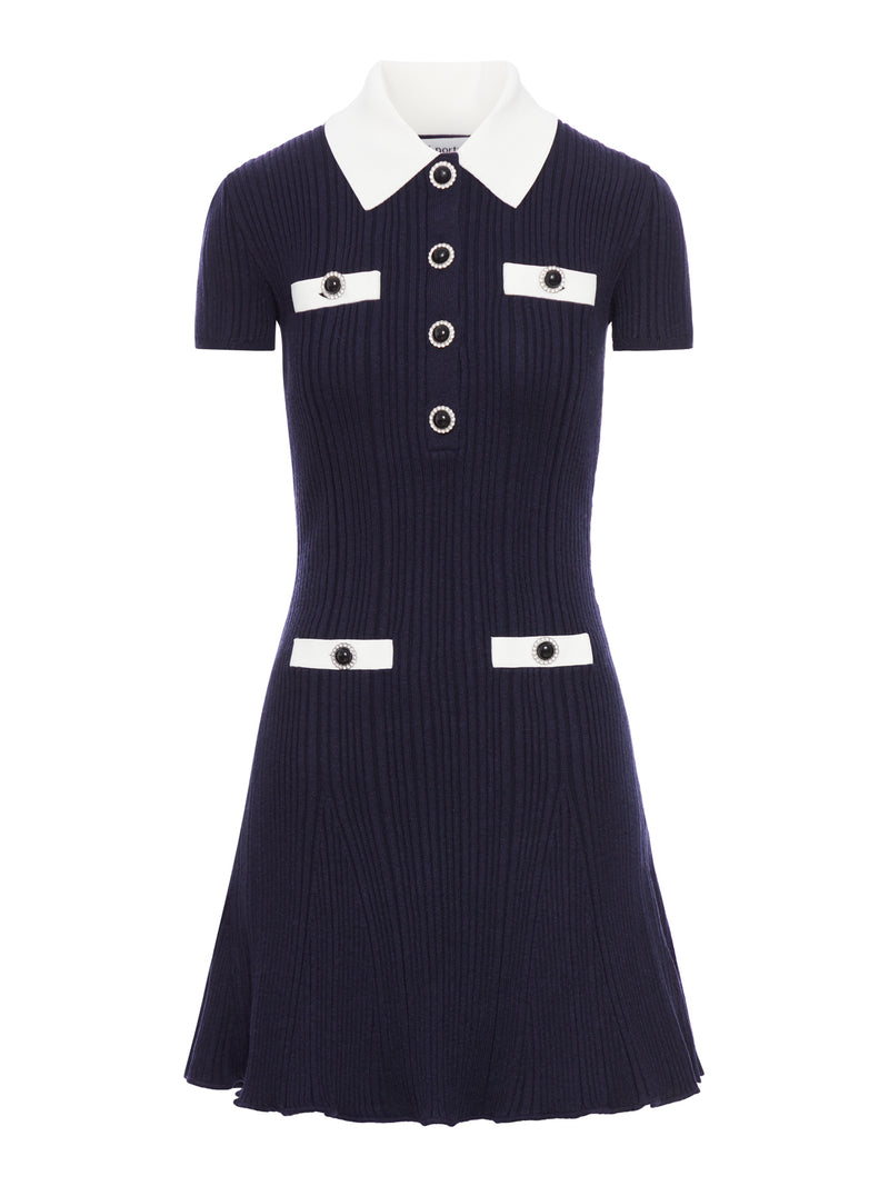 MINI KNITTED DRESS WITH CONTRASTING COLLAR