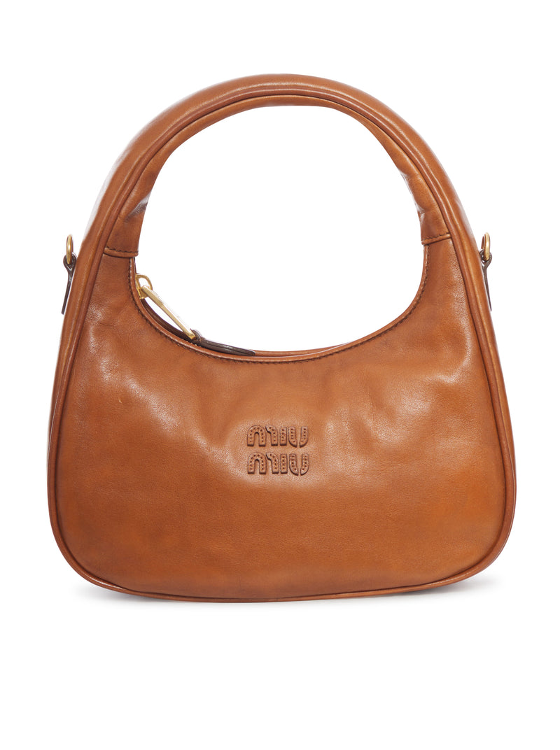 LEATHER SHOULDER BAG WITH LOGO