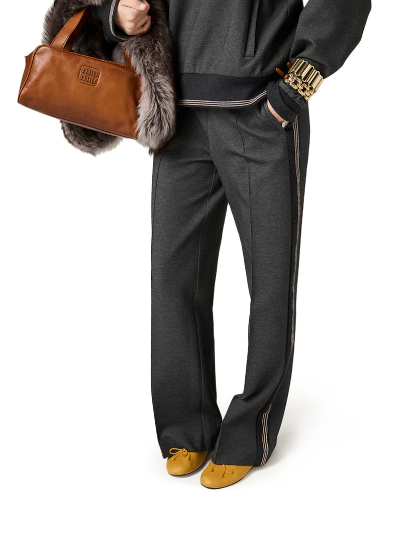 KNIT TROUSERS WITH FABRIC STITCH