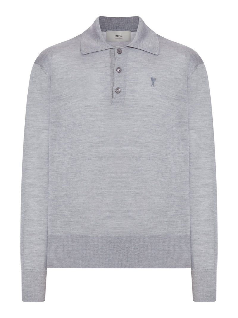AMI DE COEUR POLO IN EXTRAFINE WOOL AND SILK