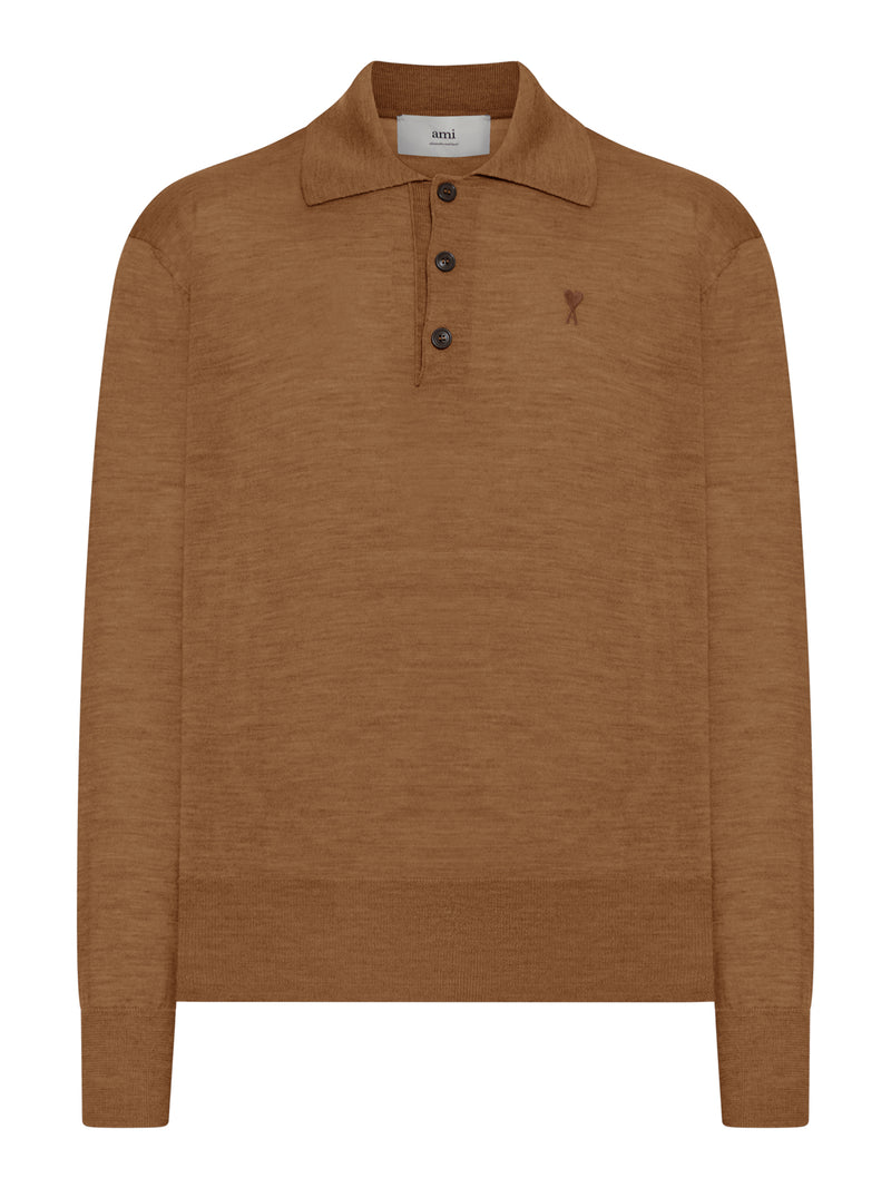 AMI DE COEUR POLO IN EXTRAFINE WOOL AND SILK