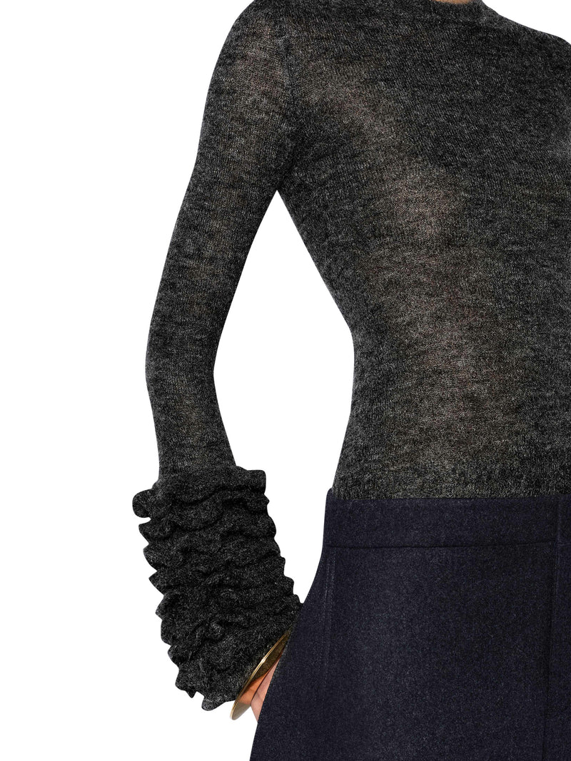 MOHAIR PULLOVER WITH RUFFLES