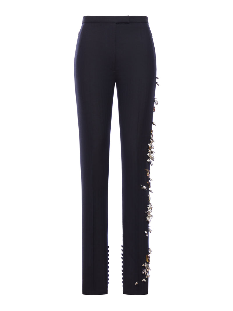 WOOL TROUSERS WITH JEWEL APPLICATIONS