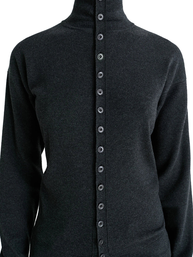 FINE WOOL BUTTONED CARDIGAN