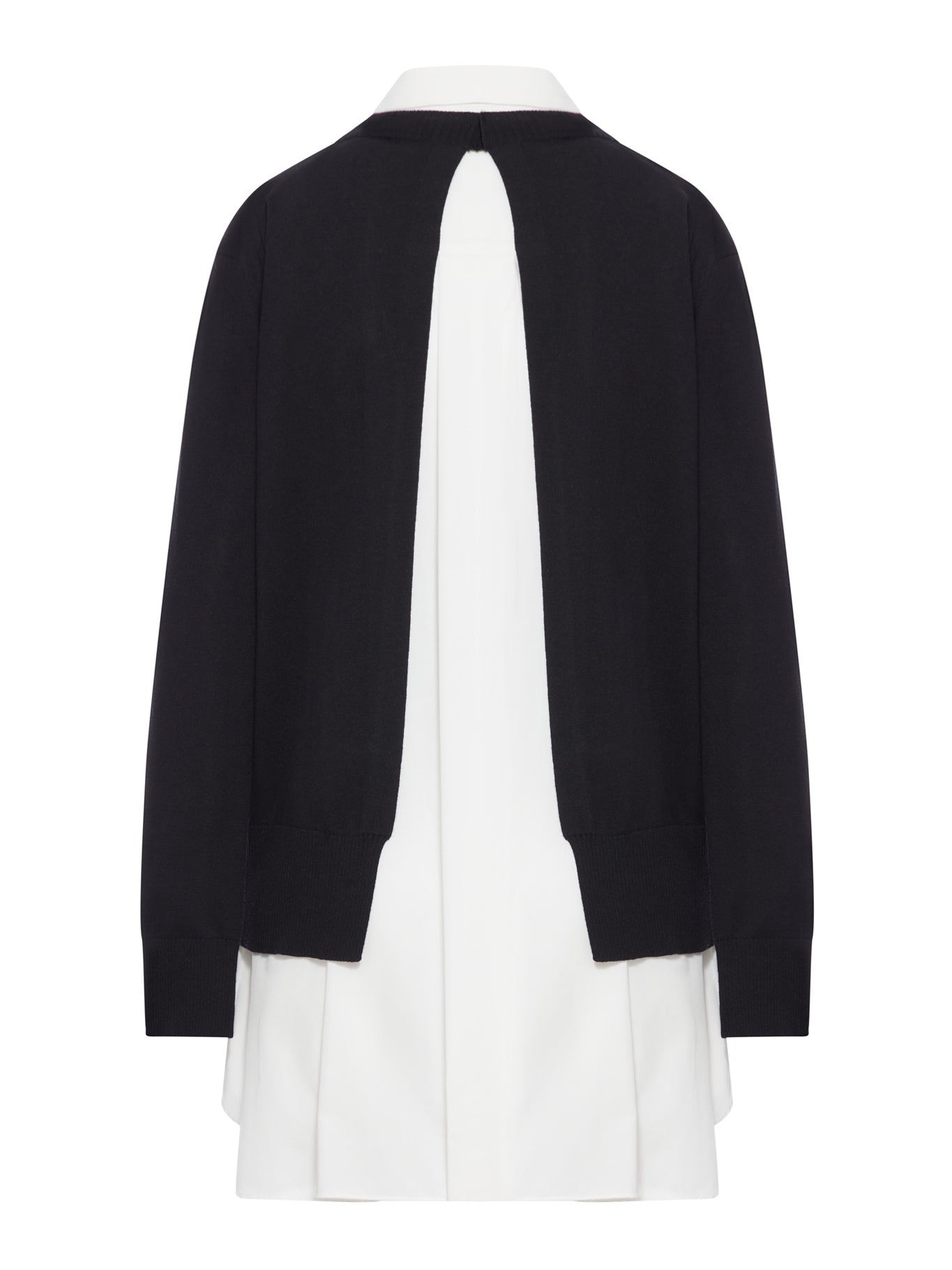 LAYERED POPLIN AND COTTON KNIT DRESS