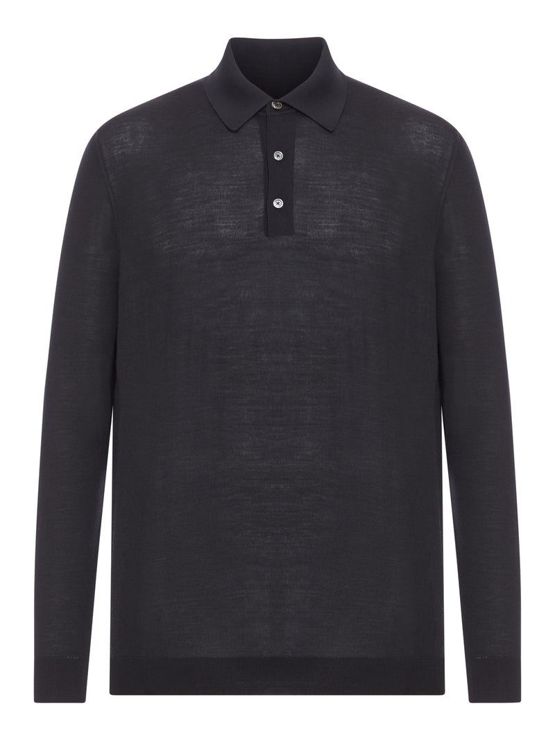 LONG-SLEEVED WOOL POLO SHIRT