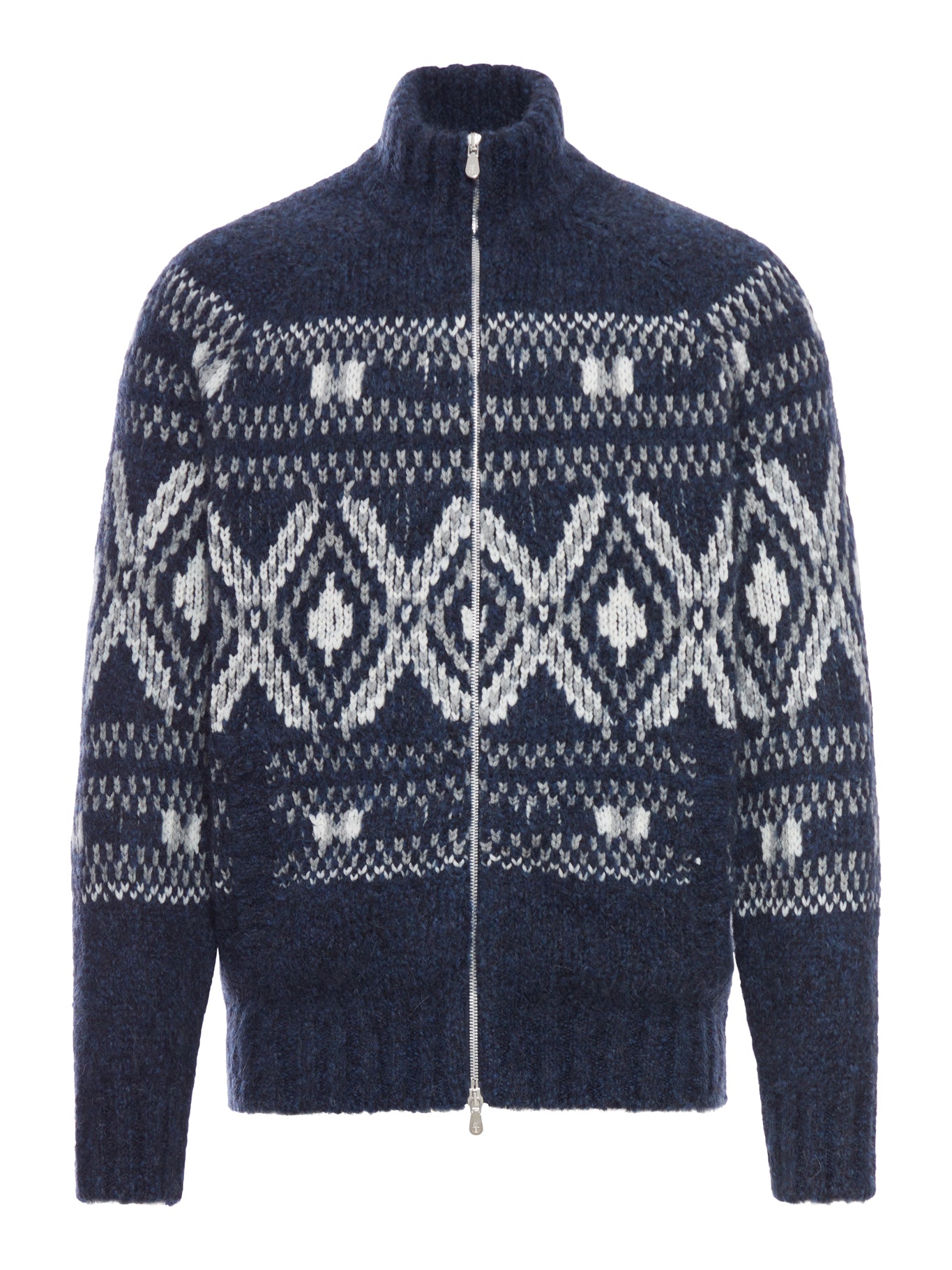 GEOMETRIC JACQUARD CARDIGAN IN WOOL AND CASHMERE