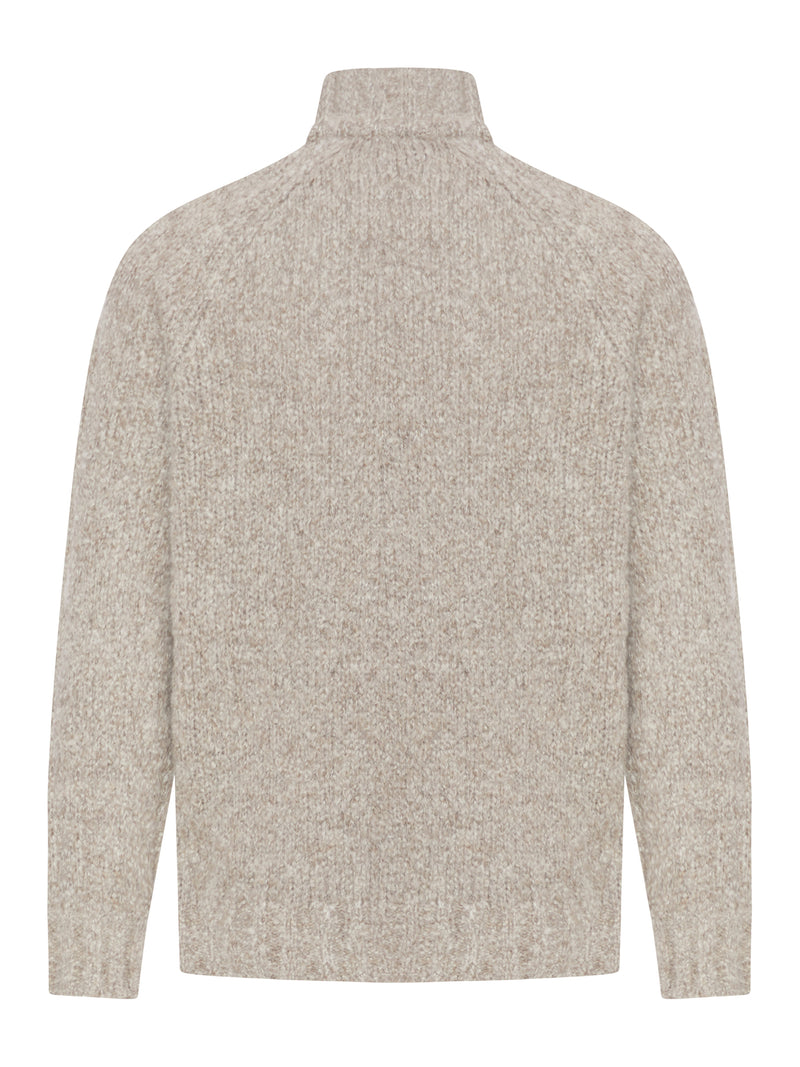 ZIP CARDIGAN IN MELANGE CASHMERE