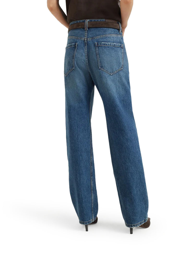 COLUMN PANTS IN AUTHENTIC DENIM WITH MONILE