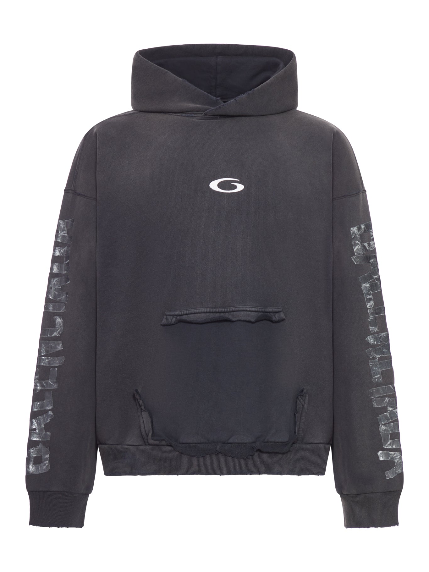 TRANSPARENT TAPE HOODIE WITH TORN POCKET