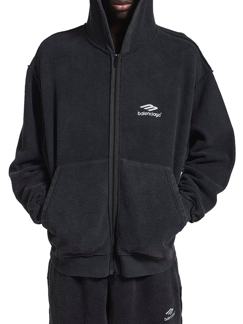 3B SPORTS ICON INSIDE-OUT ZIP-UP SWEATSHIRT IN FADED BLACK