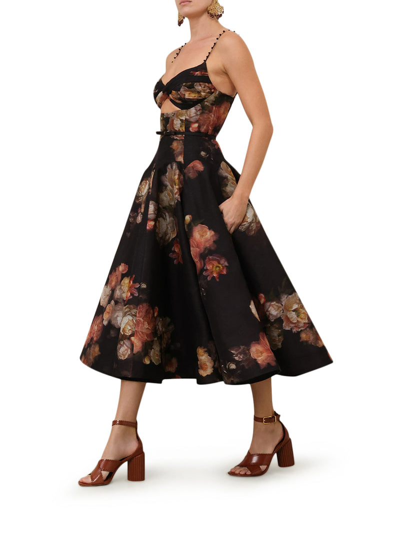 HYPNOTIC CROSSED MIDI DRESS