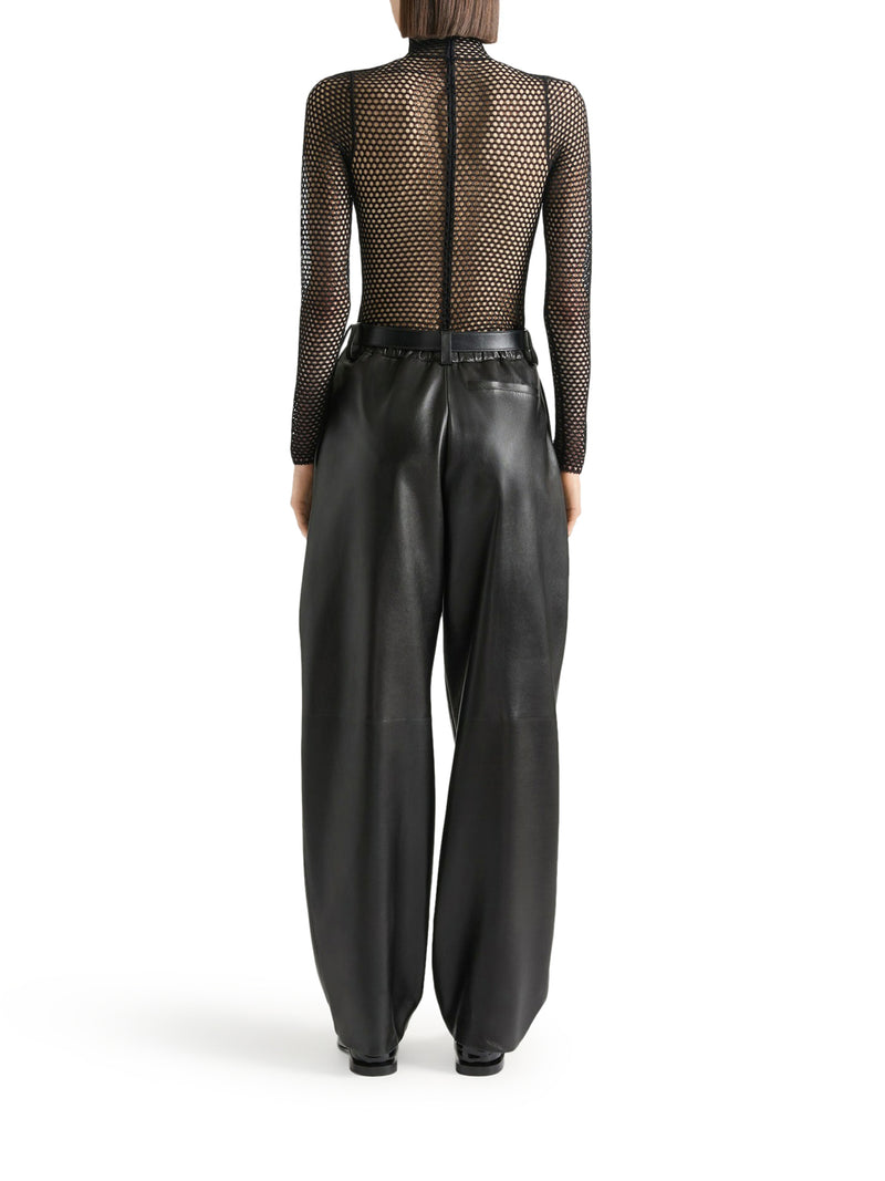 MESH BODYSUIT WITH EMBROIDERED LOGO