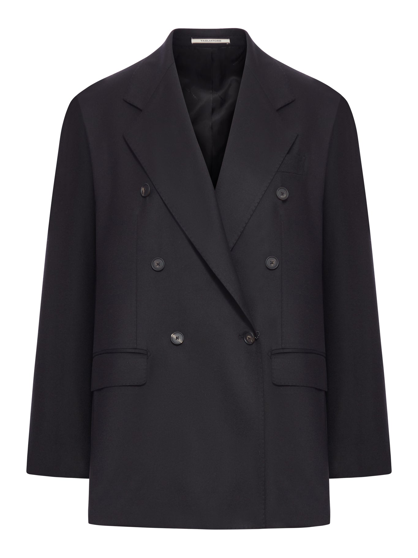 DOUBLE-BREASTED WOOL AND SILK BLAZER