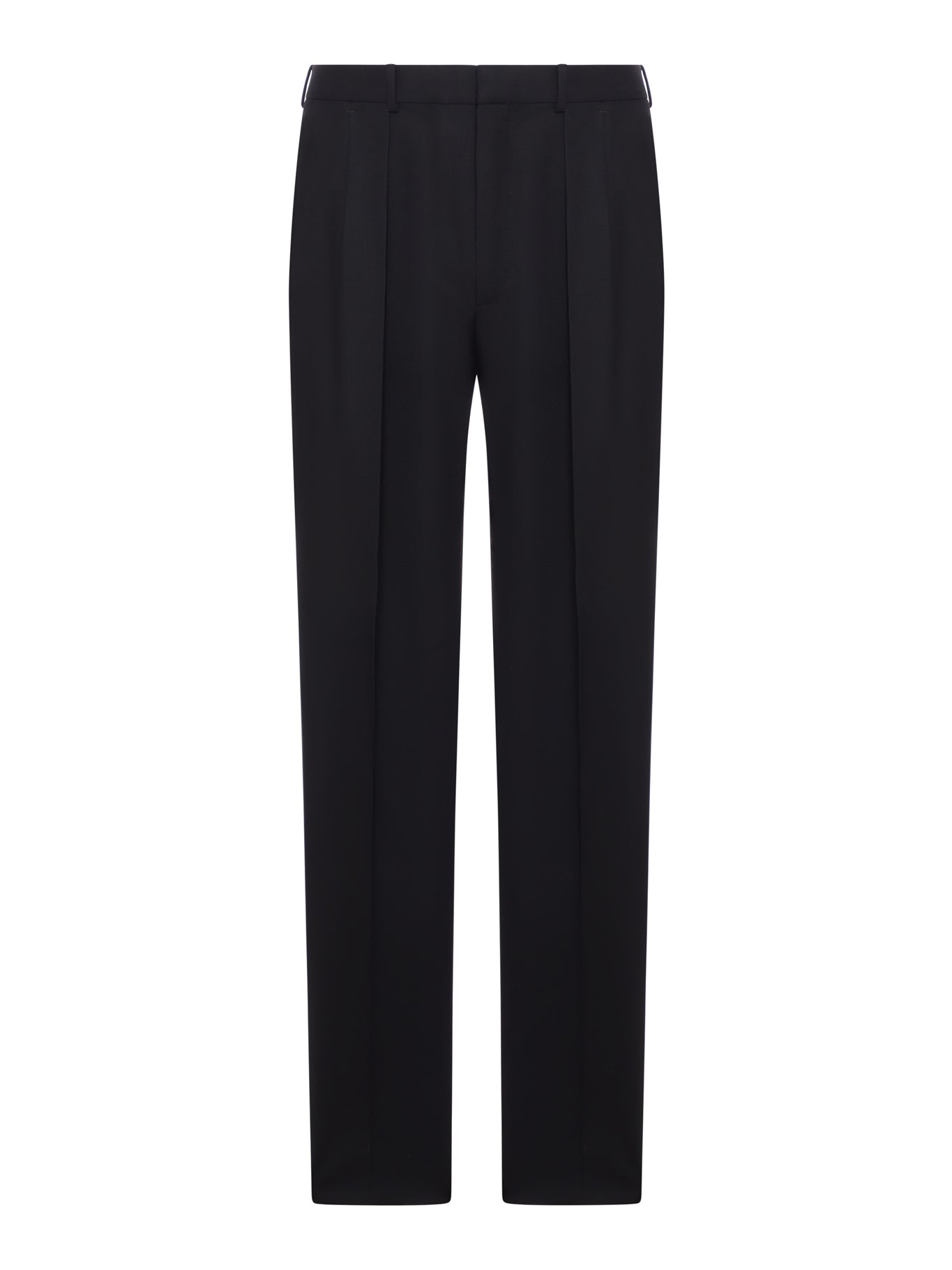 TAILORED TWILL TROUSERS WITH DOUBLE PLEAT