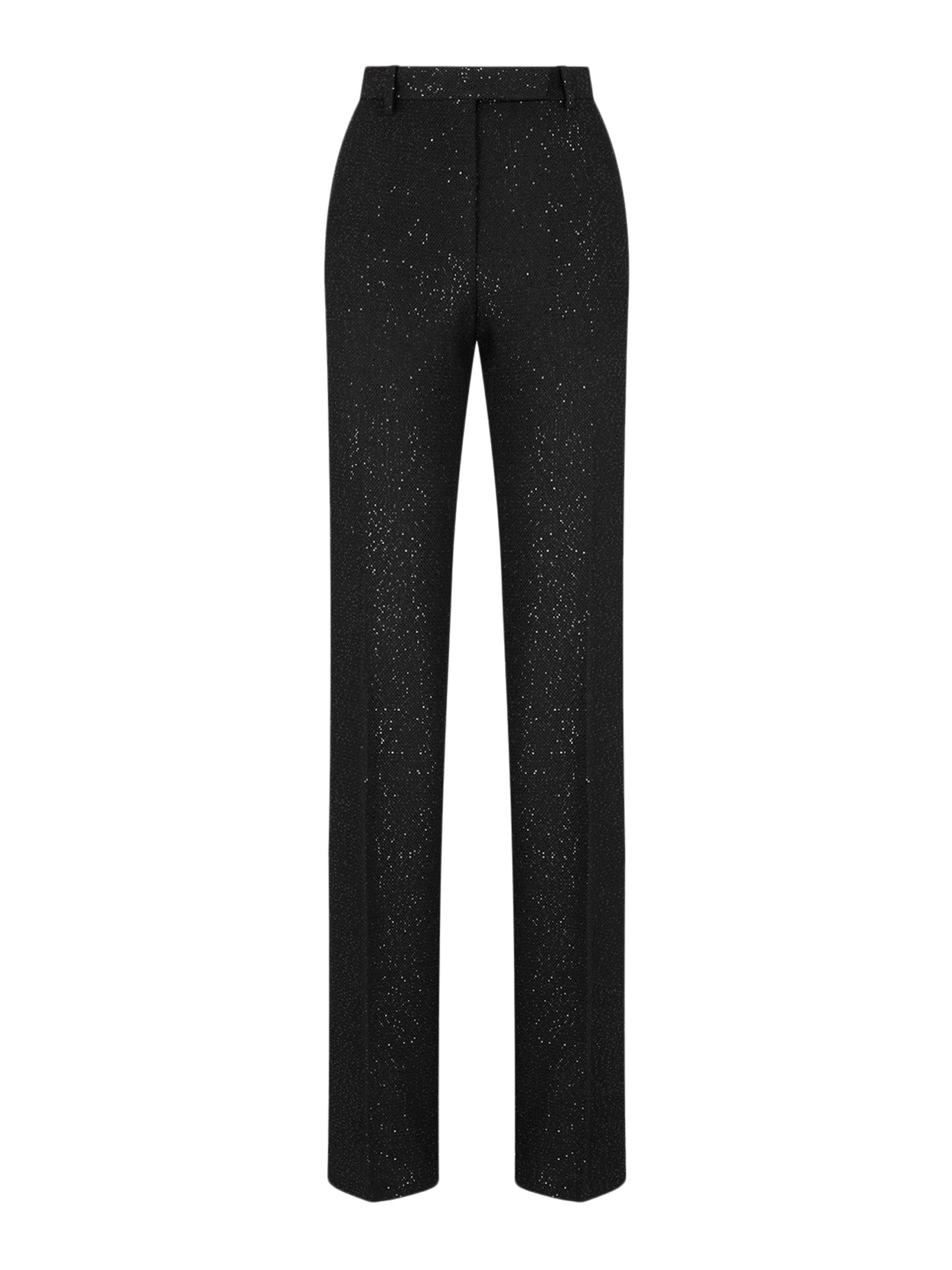 TAILORED WOOL BLEND CREPE TROUSERS WITH SEQUINS