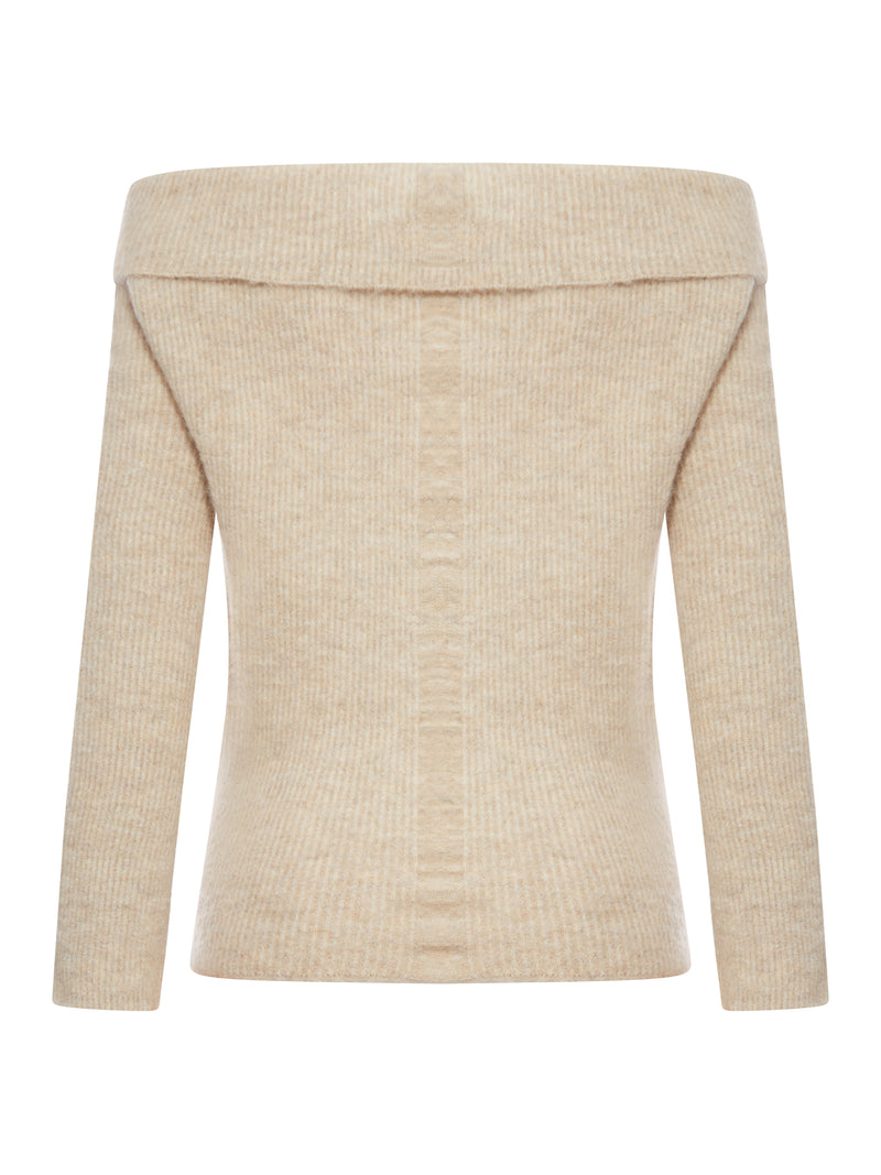RIBBED SWEATER WITH OFF-THE-SHOULDER